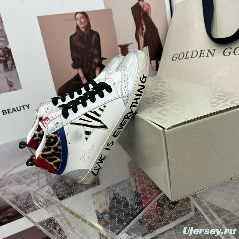 2024 Unisex GGDB White Leopard Blue Leather Suede High-Top Sneakers MJ00300