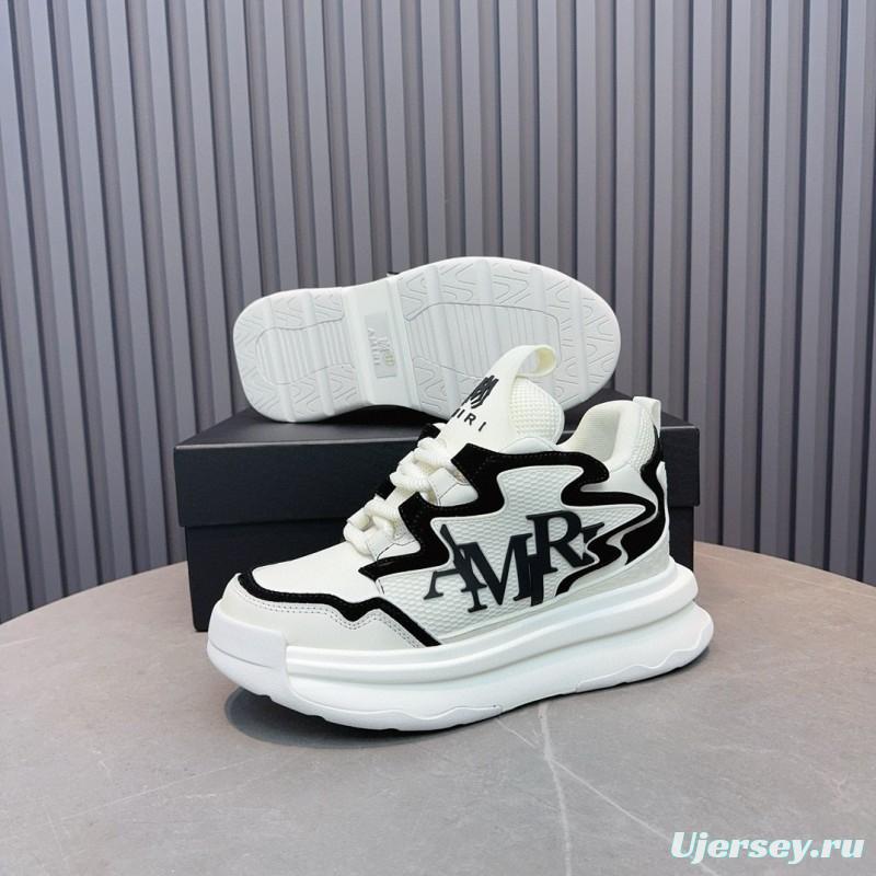 2024 Unisex Amiri White Black Mesh Leather Sneakers MJ00410