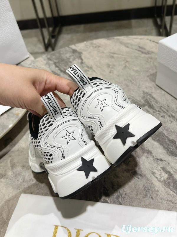 2025 Women Dior White Black Mesh Leather Sneakers