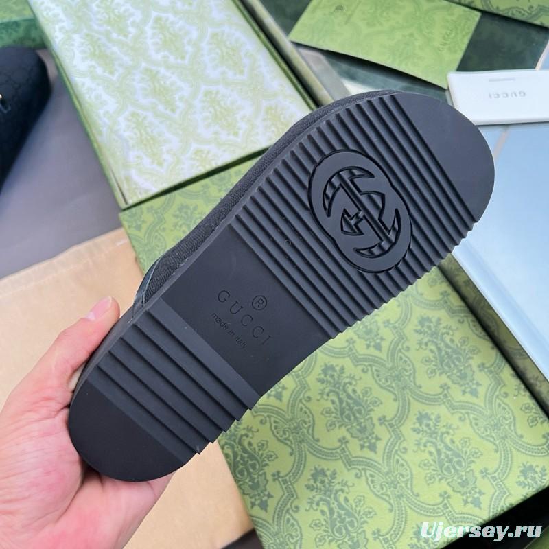 2024 Slippers Gucci Black Leather Slippers MJ00280