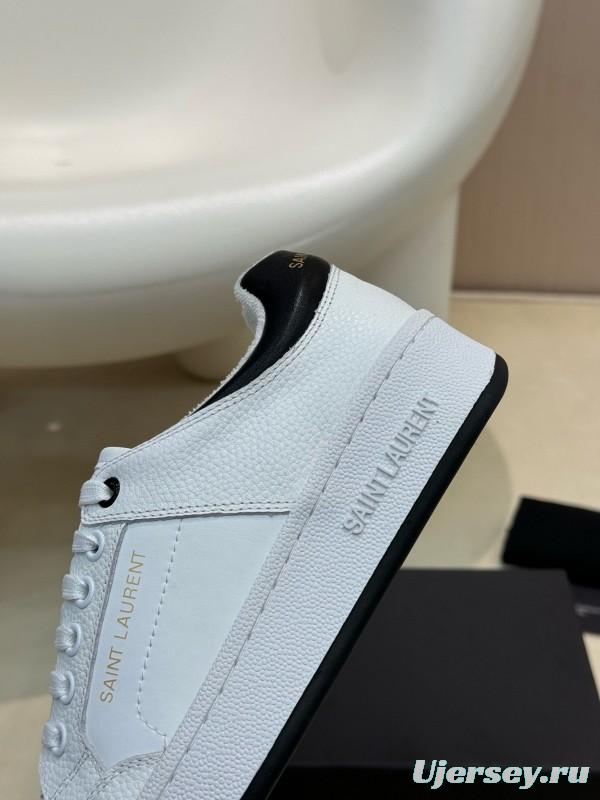2024 Unisex Yves Saint Laurent white black leather sneakers
