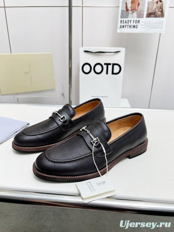 2024 Men Brunello Cucinelli Black Leather Loafers