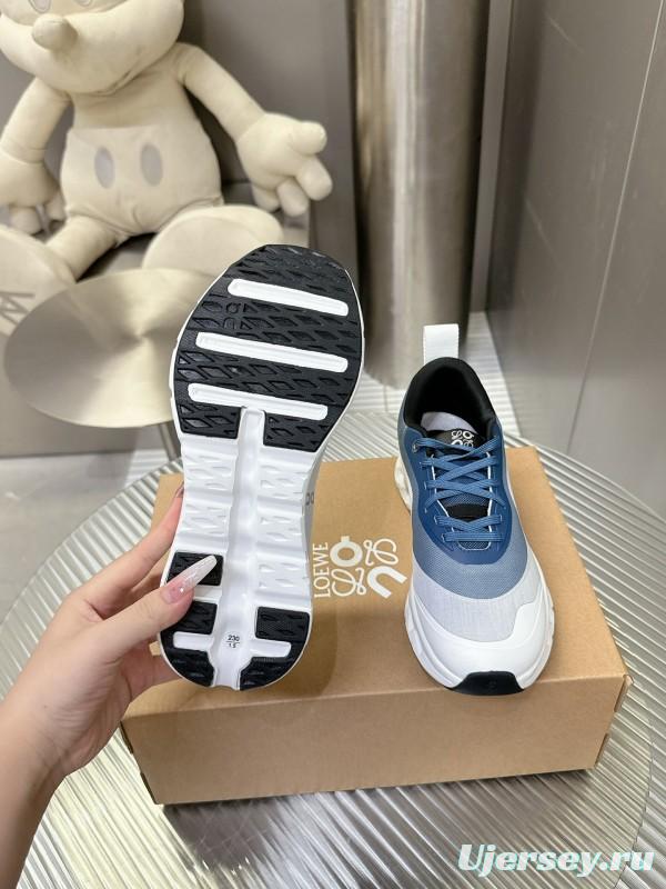 2025 Unisex Loewe Blue Grey White Leather Mesh Sneakers