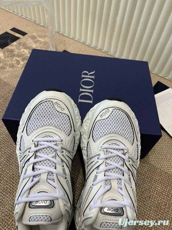 2024 Unisex Dior Beige Grey White Leather Mesh Sneakers MJ00400