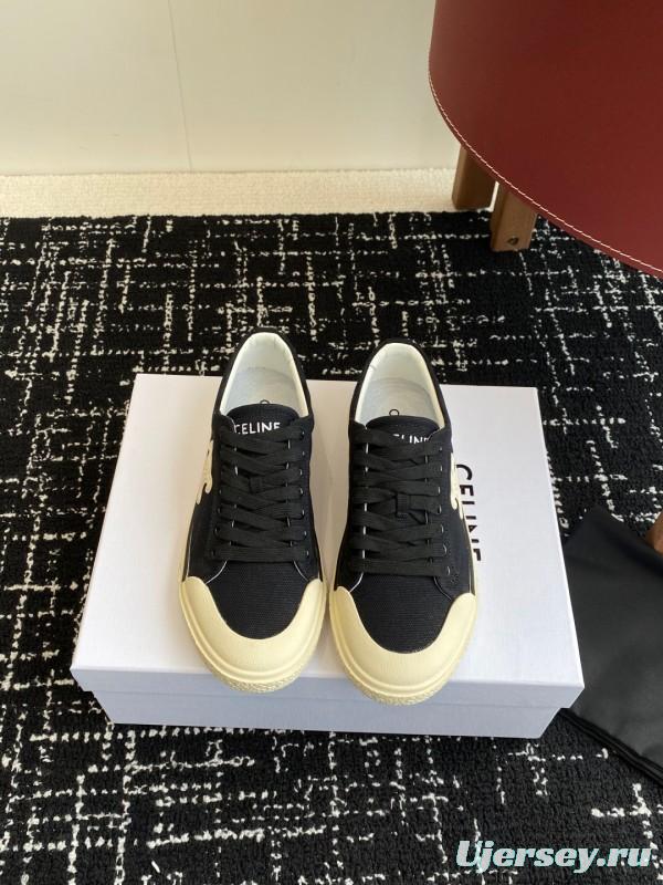 2025 Women Celine Black Canvas Sneakers CR-03