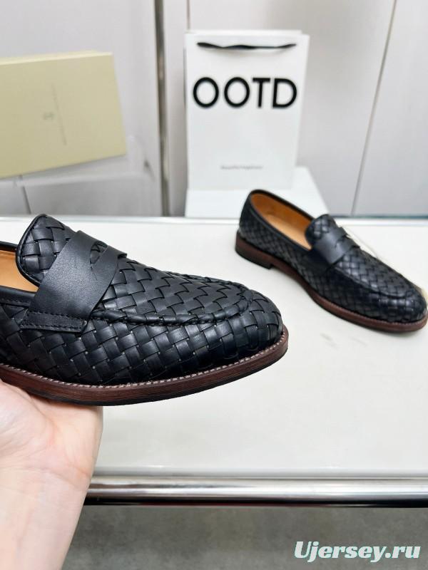 2024 Men Brunello Cucinelli Black Leather Loafers MJ00500