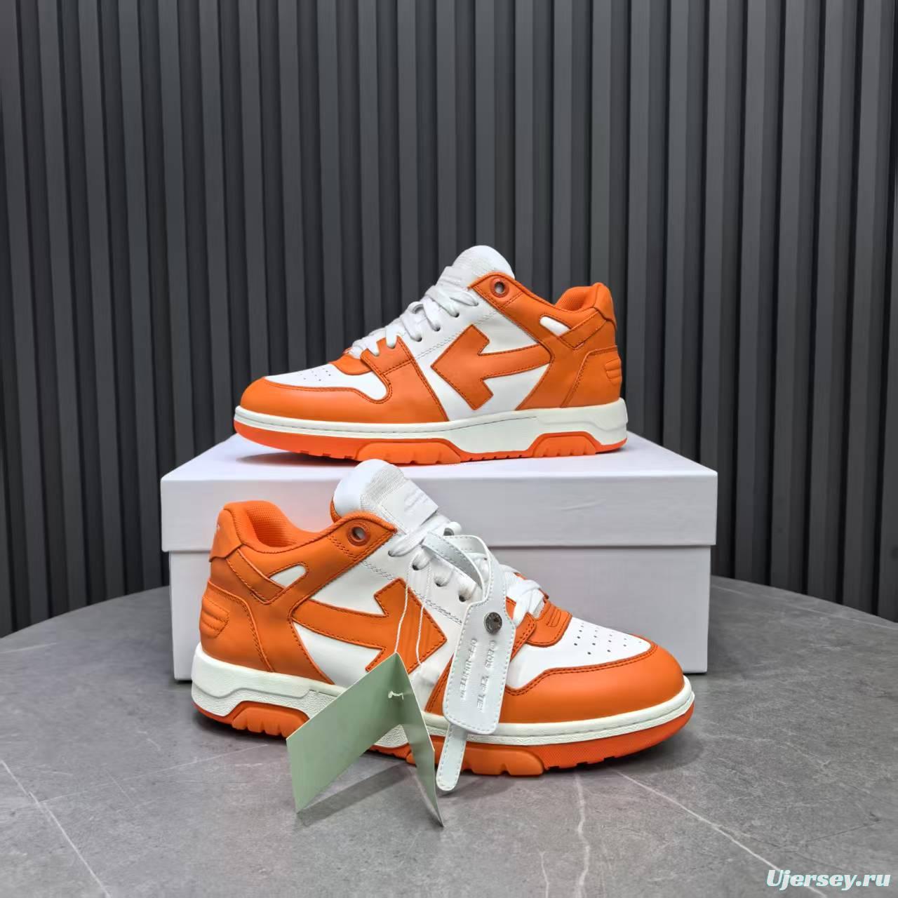 2025 Unisex Off-White Orange White Leather Sneakers MJ00320