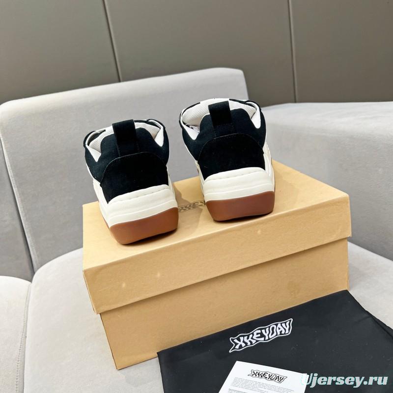 2025 Unisex HEYDAY Black White Canvas Suede Wave Pattern Sneakers KFY00260