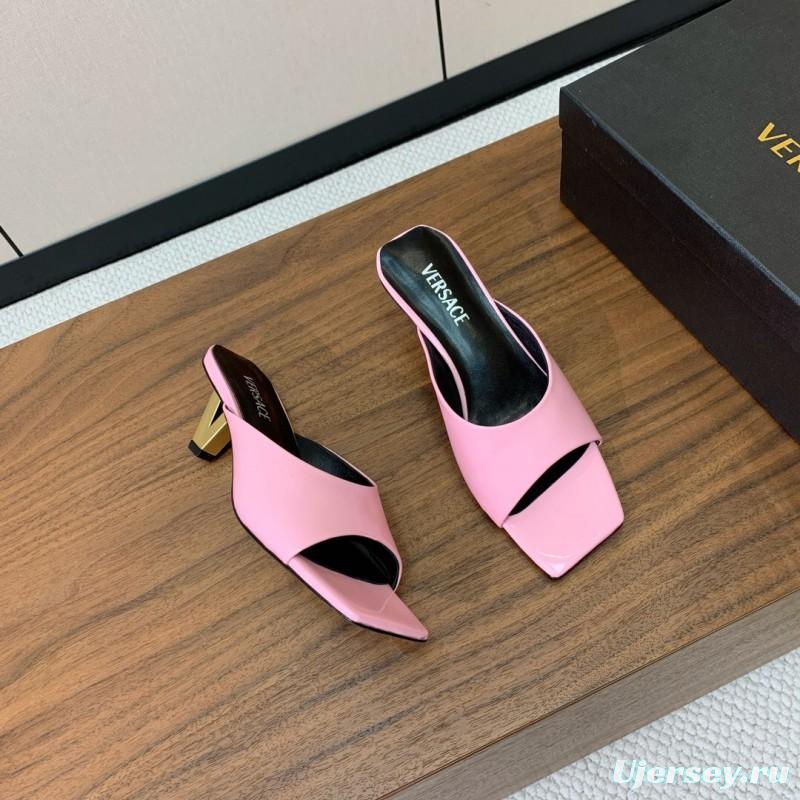 2025 Slippers VERSACE Pink Patent Leather Slippers