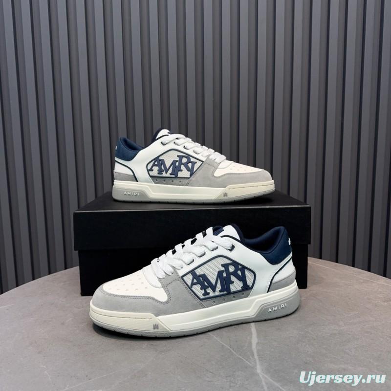 2025 Unisex Amiri White Grey Blue Leather Suede Sneakers MJ00360