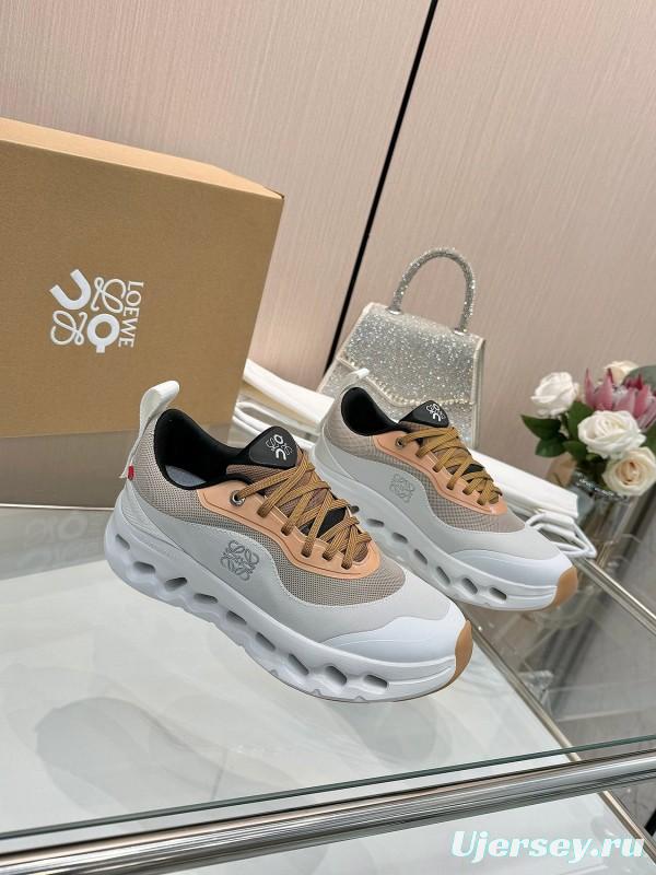 2025 Unisex Loewe White Army Green Orange Blue Black Polyester Mesh Running Shoes Collaboration KFY00300