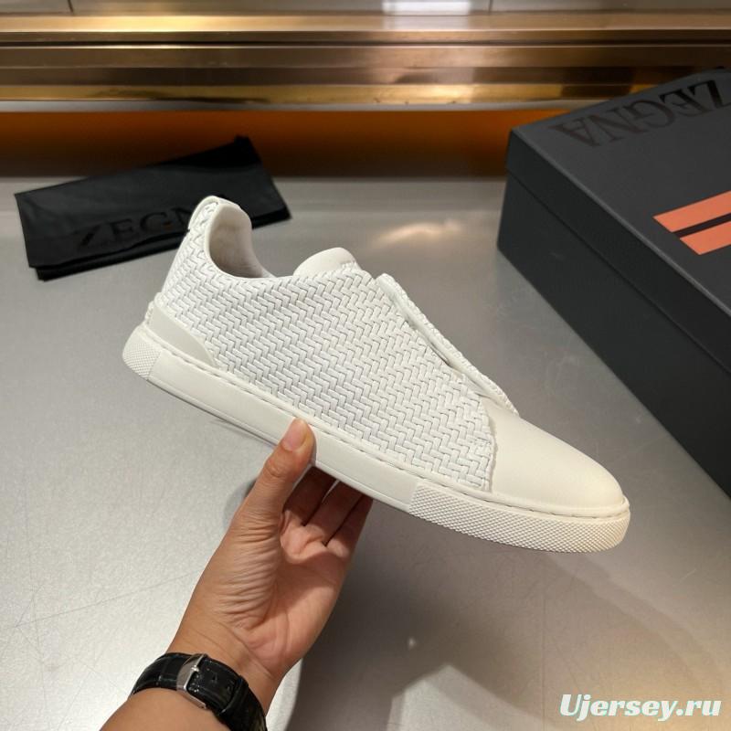 2024 Men Ermenegildo Zegna White Leather PELLETESSUTA Sneakers MJ00280