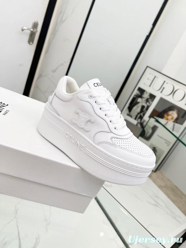 2025 Women CELINE White Leather Sneakers