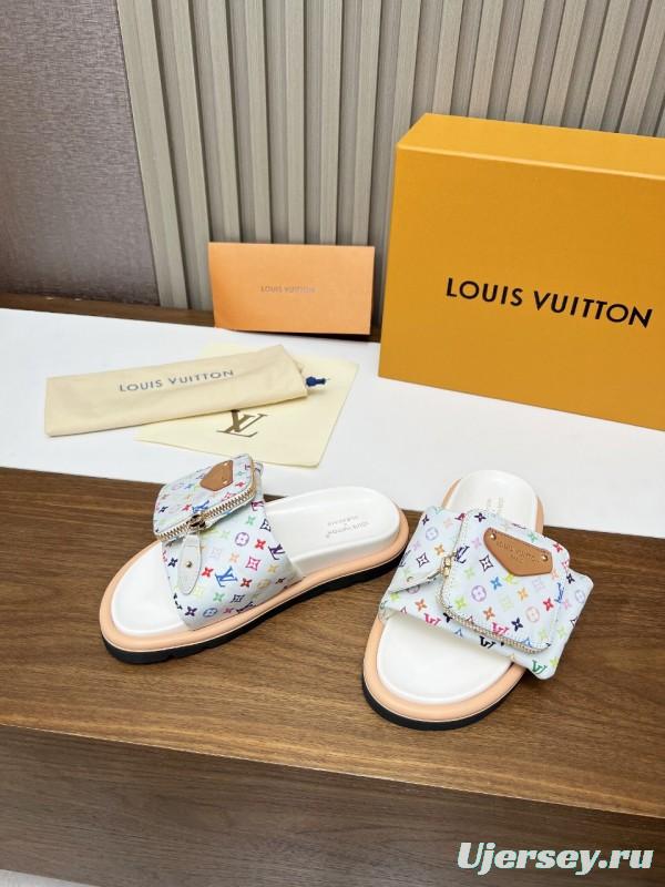 2025 Louis Vuitton Multi Color Canvas Slippers