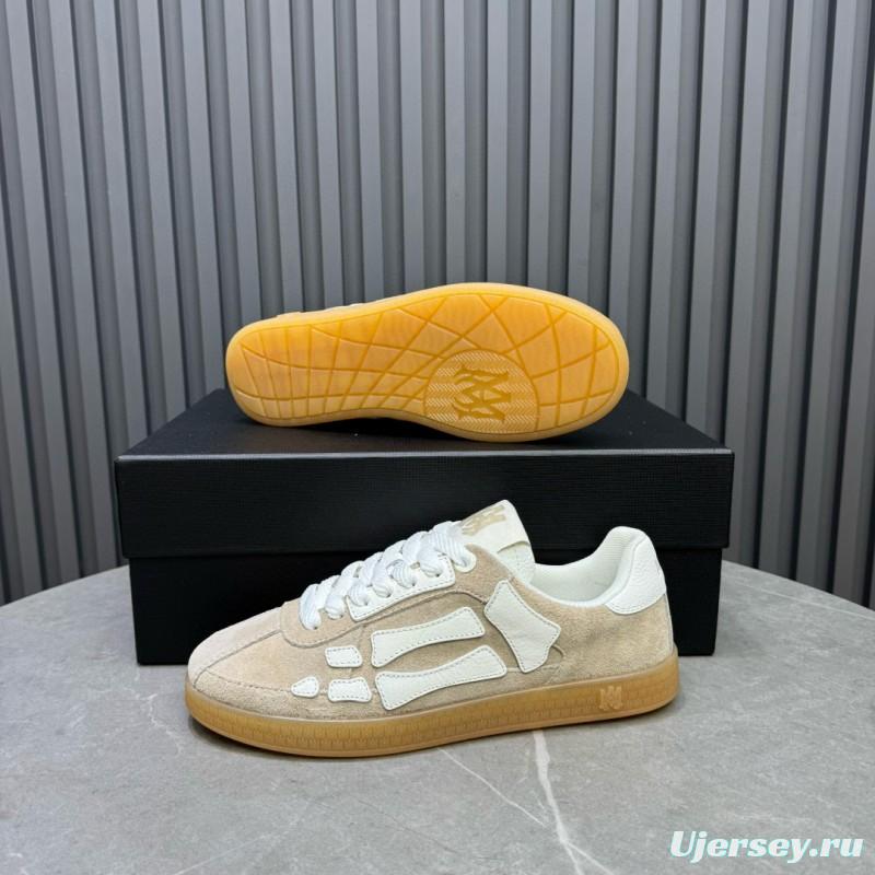 2024 Unisex Amiri Beige White Suede Leather Sneakers MJ00300