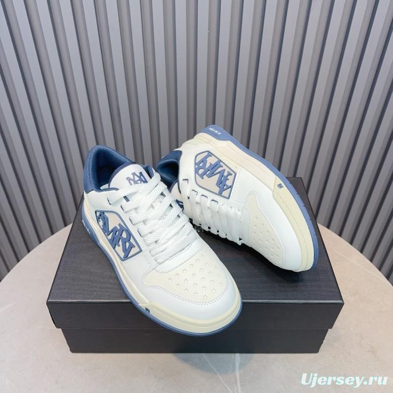 2025 Unisex Amiri White Blue Leather Sneakers MJ00360