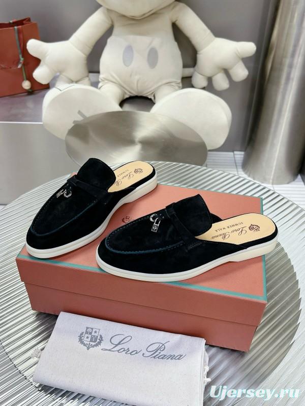 2024 Slippers LP Black Suede Loafers