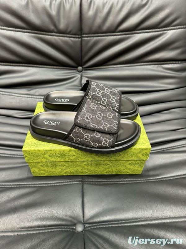2024 Slippers Gucci Black Fabric Slippers MJ00200