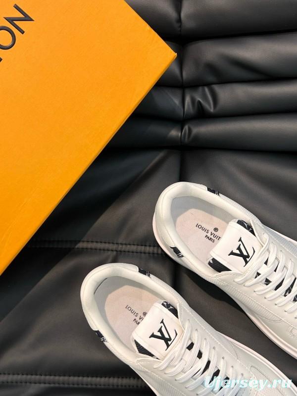 2024 Men Louis Vuitton White Leather Mesh Sneakers MJ00400