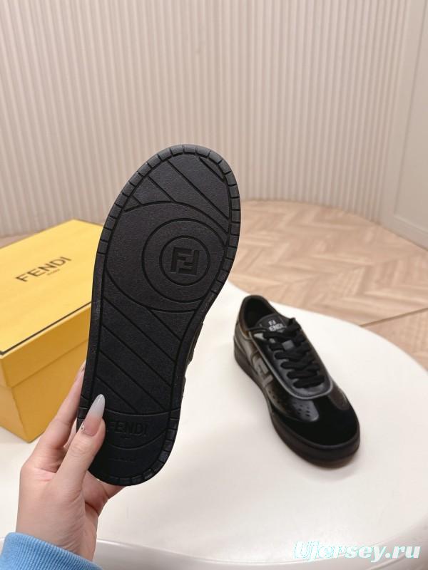 2025 Men Fendi Black Leather Sneakers LY00360(M)