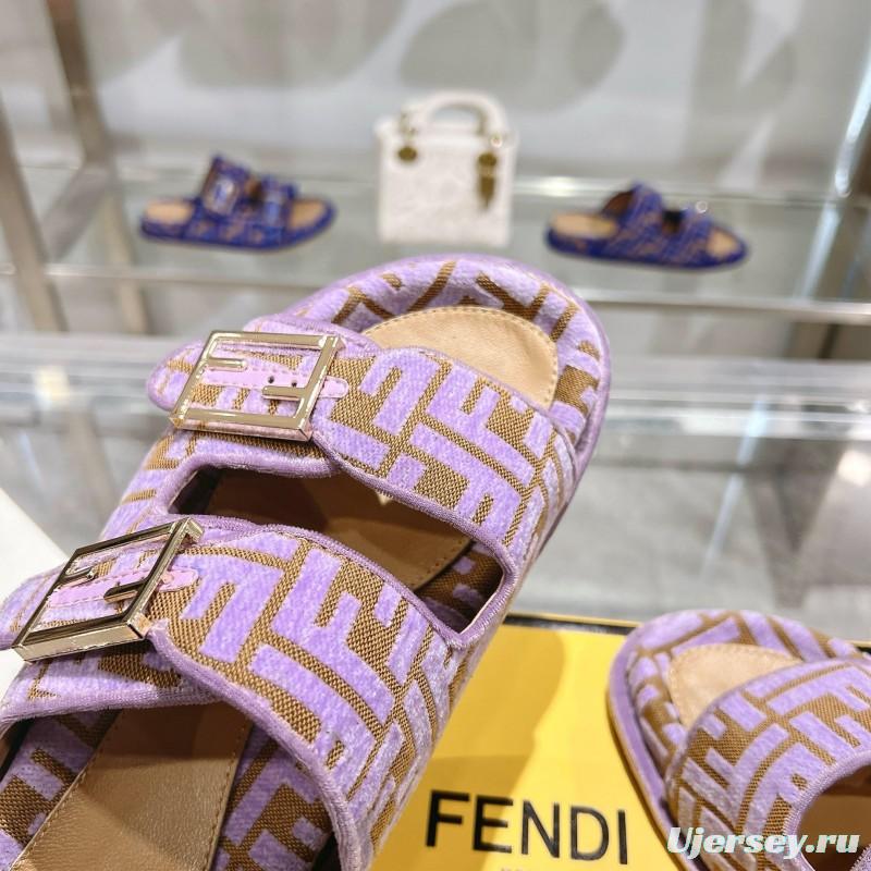2025 Slippers Fendi Purple Canvas Slippers KFY00250