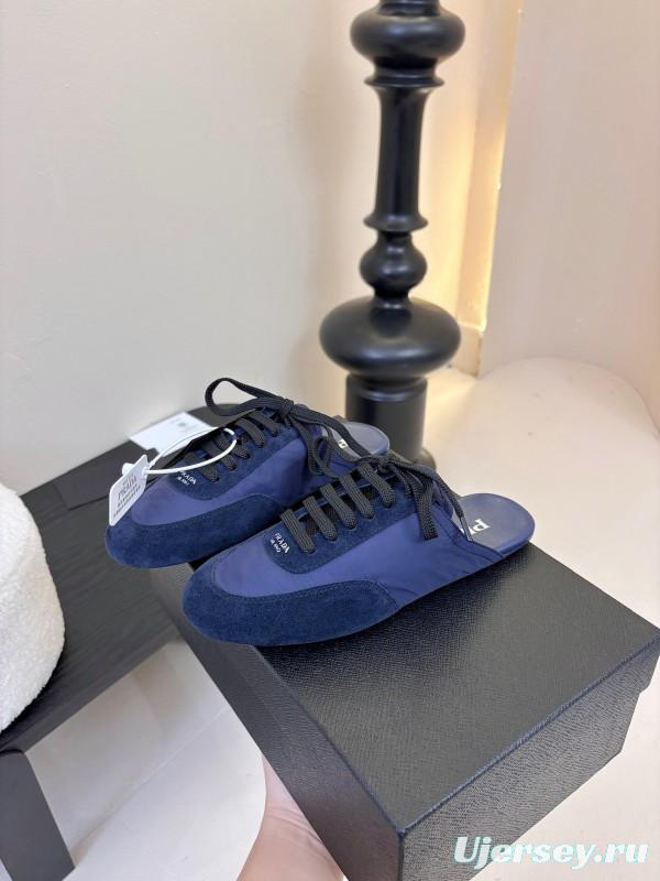 2025 Women Prada Blue Suede Fabric Casual Shoes