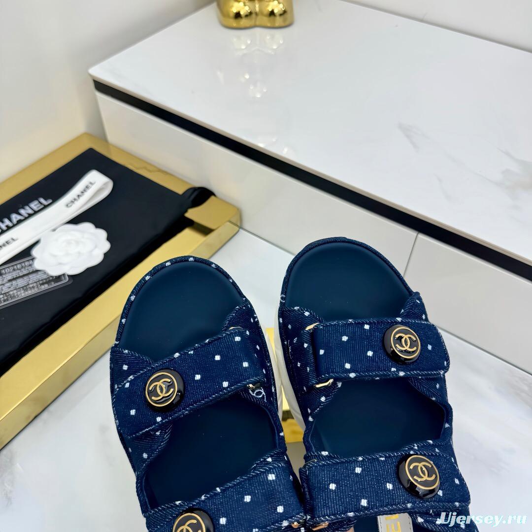 2025 Women Chanel Navy Denim Sandal Sneakers LY00330