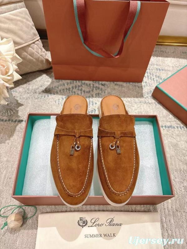 2025 Women LP Brown Suede Slippers LY00260