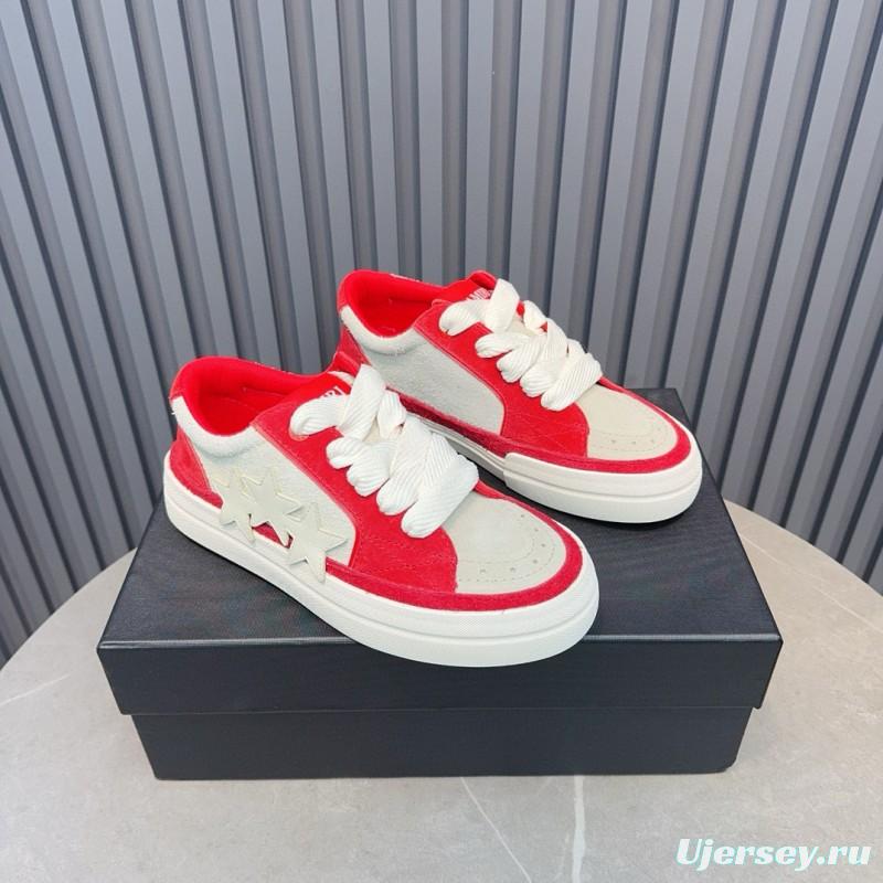 2024 Unisex Amiri Red White Canvas Sneakers MJ00300