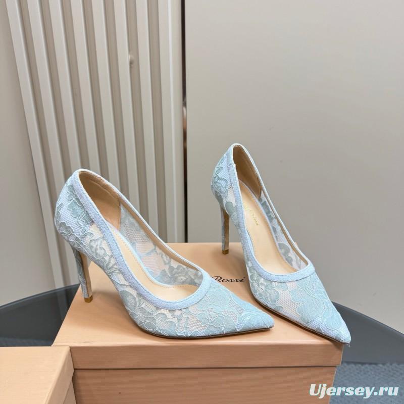 2025 Women Gianvito Rossi Light Blue Lace High Heel KFY00280