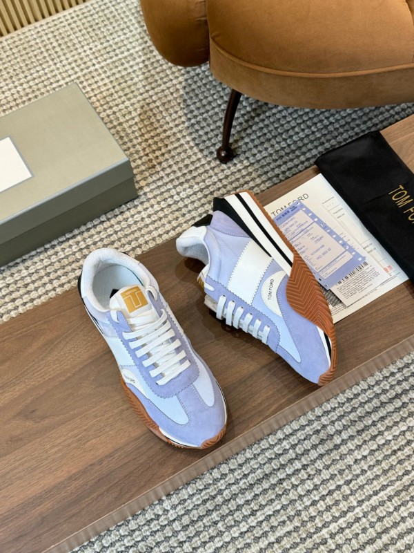 2025 Unisex TOM FORD Blue White Black Leather Suede Sneakers LY00360(LY00370)