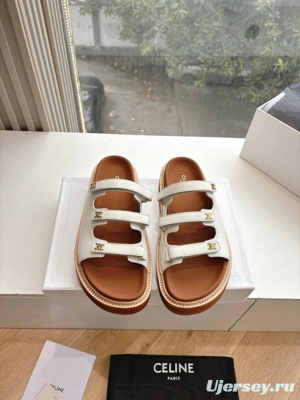 2025 CELINE White Leather Sandals