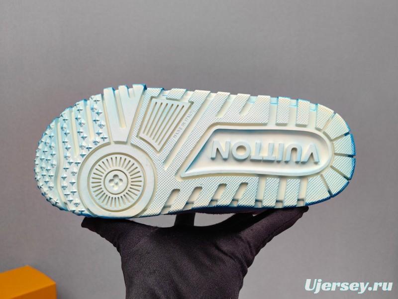 2025 Unisex Louis Vuitton Purple Blue Leather Sneakers