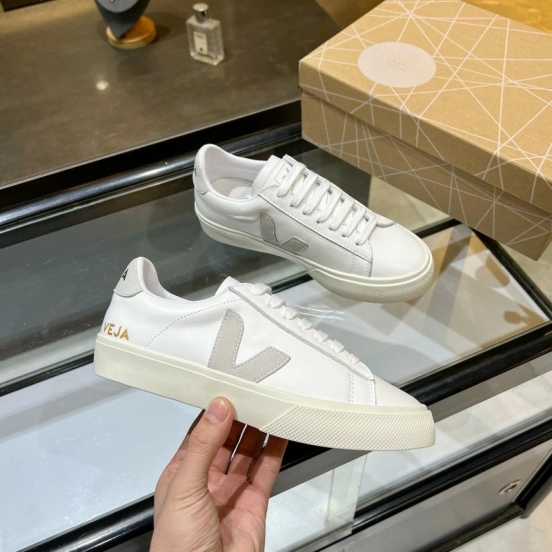 2025 Unisex VEJA White Grey Leather Canvas Sneakers MJ00240
