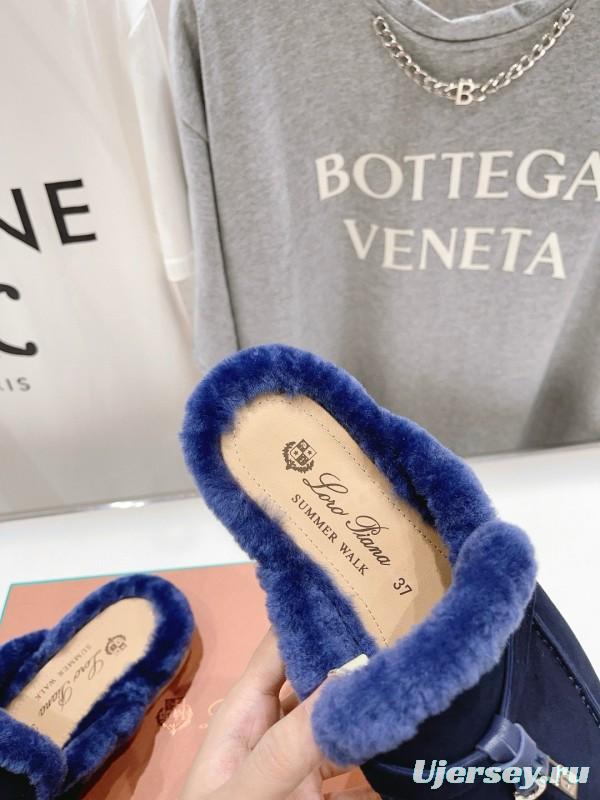 2024 Slippers LP Navy Shearling Loafers MJ00300