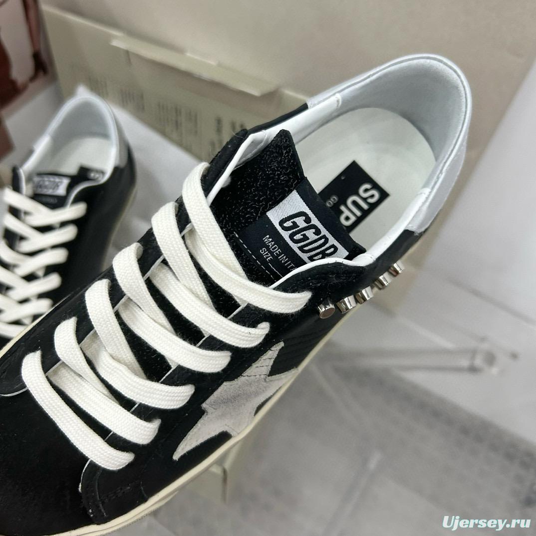 2025 Women GGDB Black White Leather Suede Star Sneakers