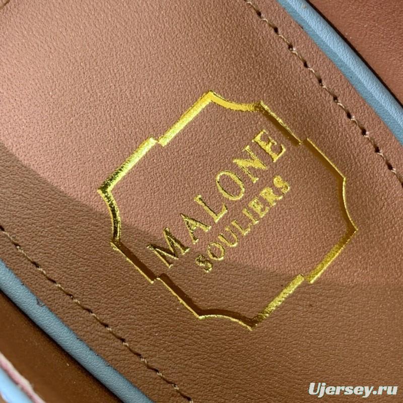 2025 Women Malone Souliers Blue Leather Heeled Mules