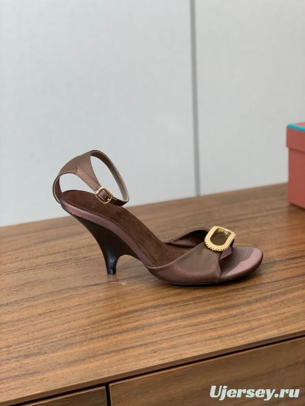 2025 Women Le Parmentier Brown Leather Sandals KFY00280