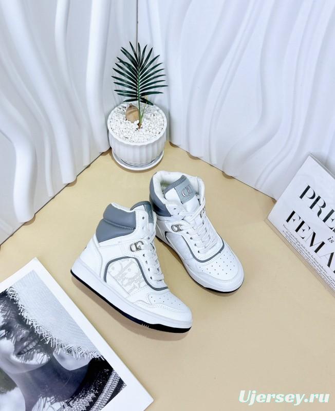 2024 Kids Dior White Grey Black Leather Canvas Sneakers