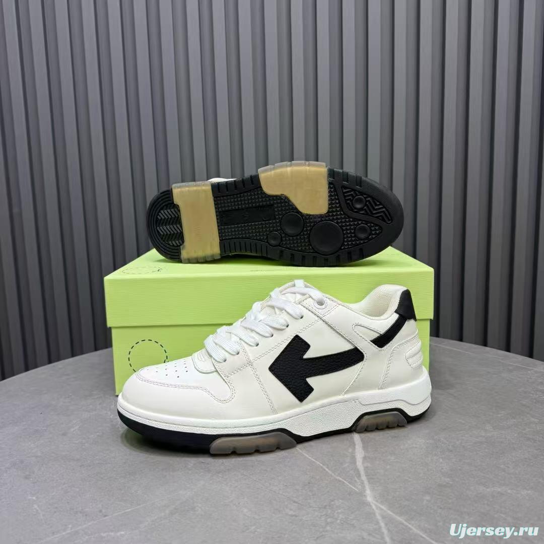 2025 Unisex Off-White White Black Leather Sneakers KFY00310
