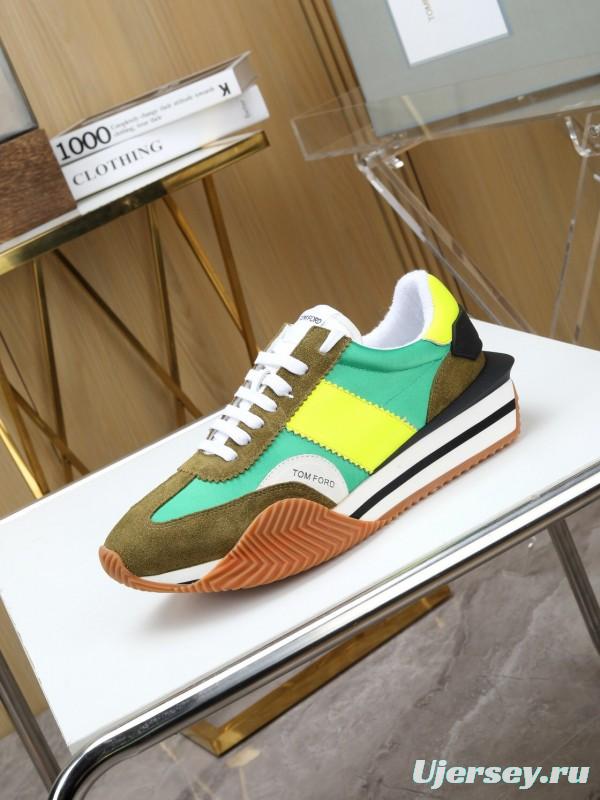 2025 Unisex TOM FORD Green Yellow Suede Nylon Sneakers LY00360(F)/LY00370(M)
