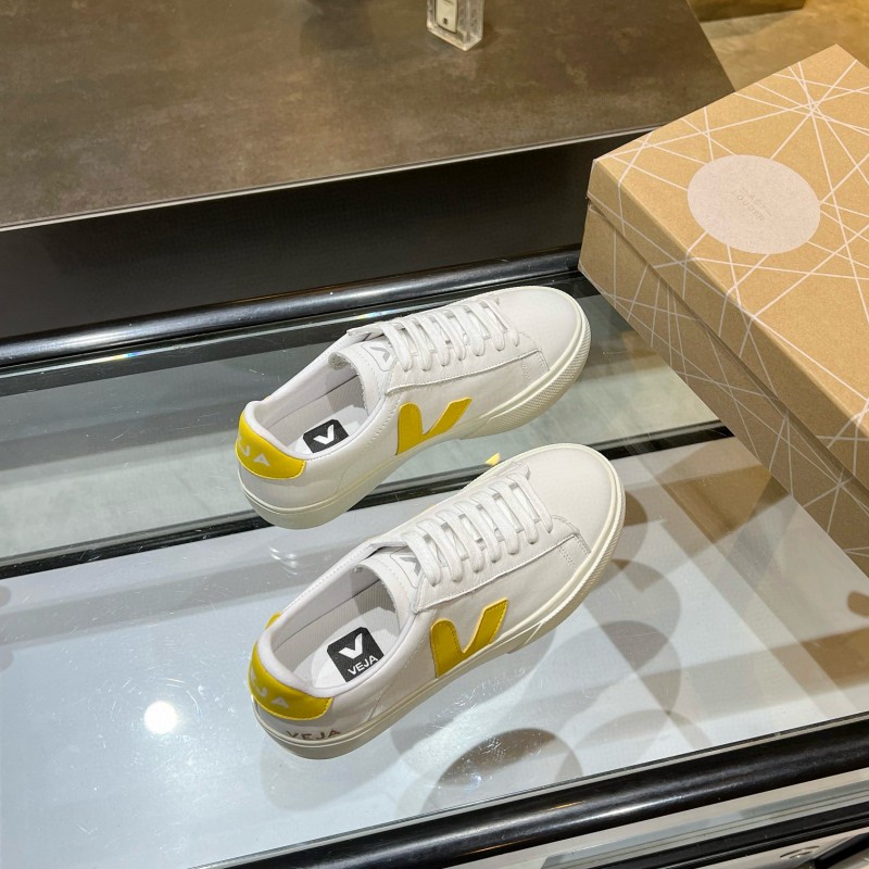 2025 Women VEJA White Yellow Leather Sneakers MJ00240(F)