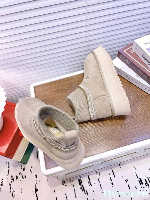 2024 Women UGG beige suede knit sock boots