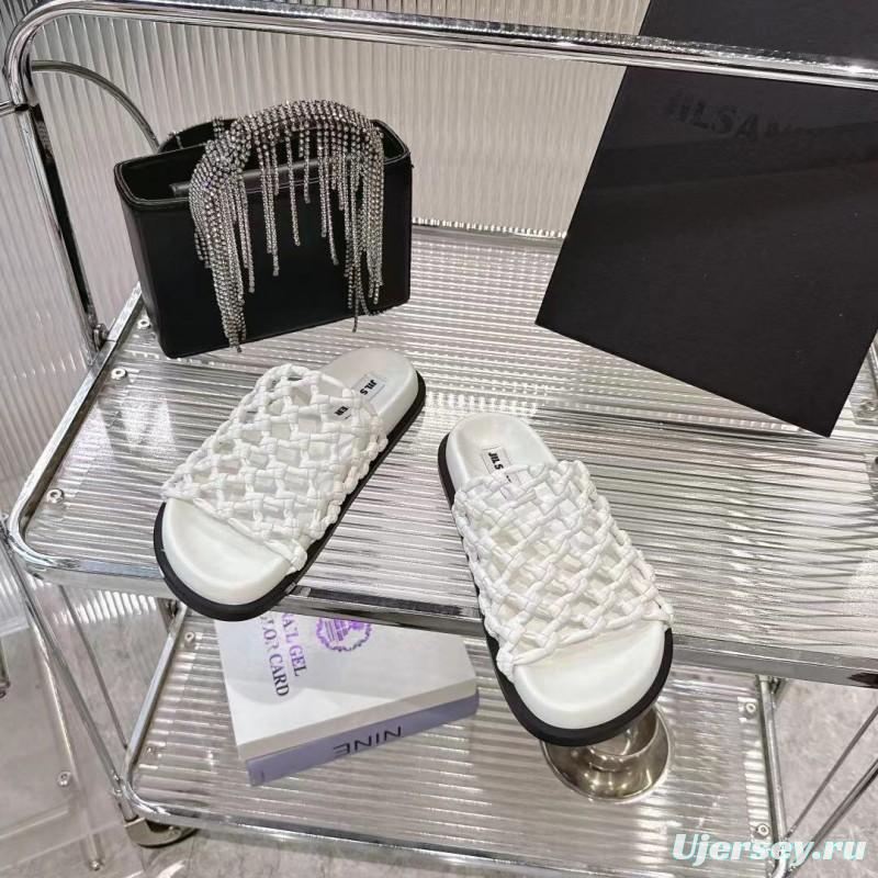2025 Slippers Jil Sander White Leather Woven