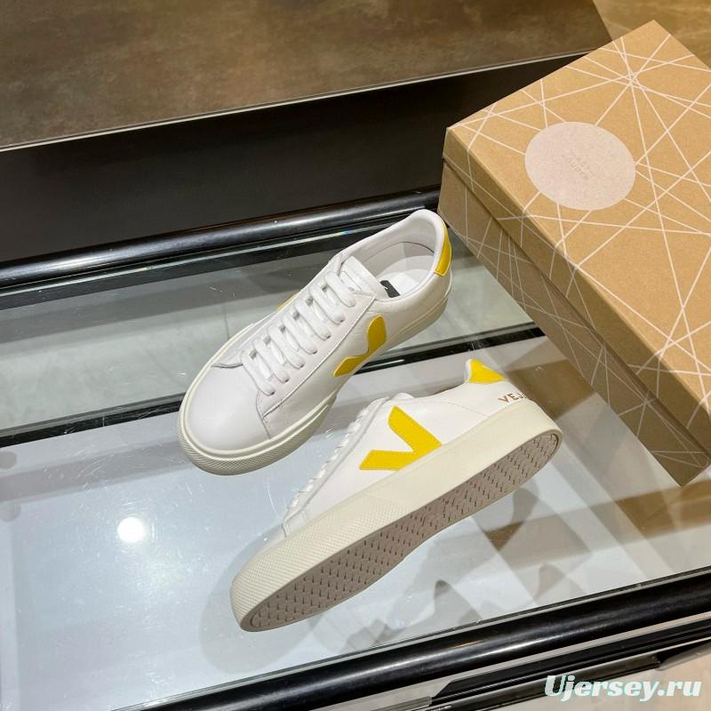 2025 Women VEJA White Yellow Leather Sneakers MJ00240(F)