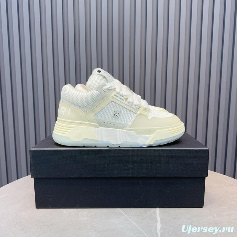 2024 Unisex Amiri White Mesh Leather Sneakers MJ00360