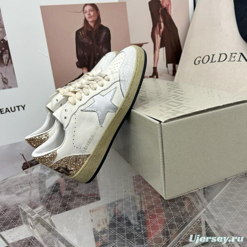 2024 Unisex GGDB White Silver Glitter Leather Sneakers MJ00260