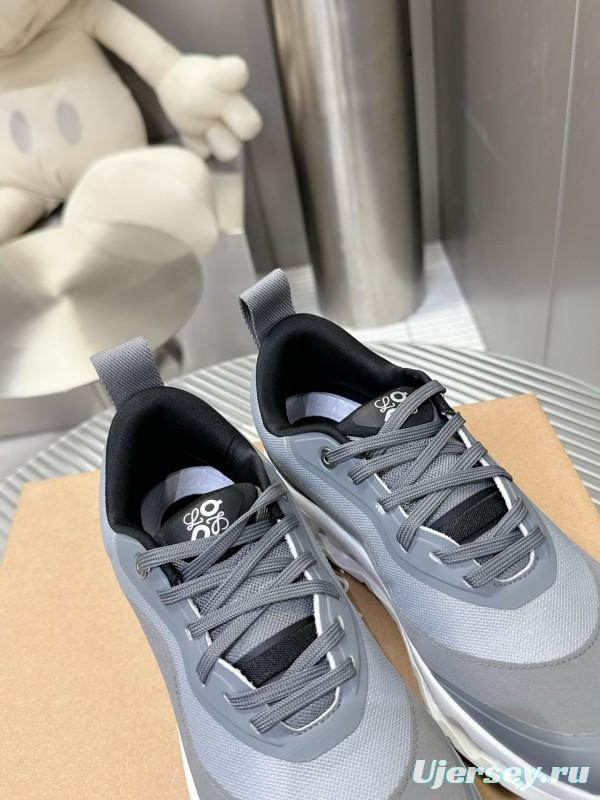 2025 Women Loewe Grey Mesh Leather Sneakers CloudTec Phase