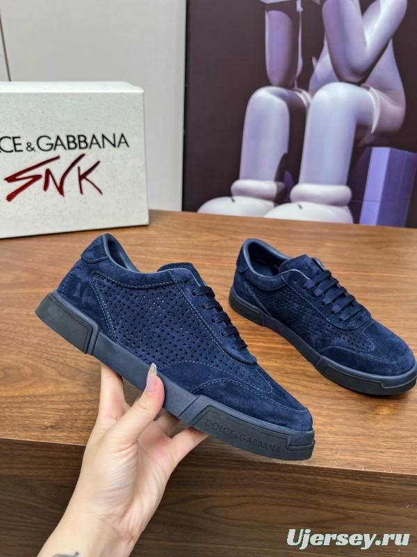 2025 Men Dolce & Gabbana Navy Suede Sneakers LY00280