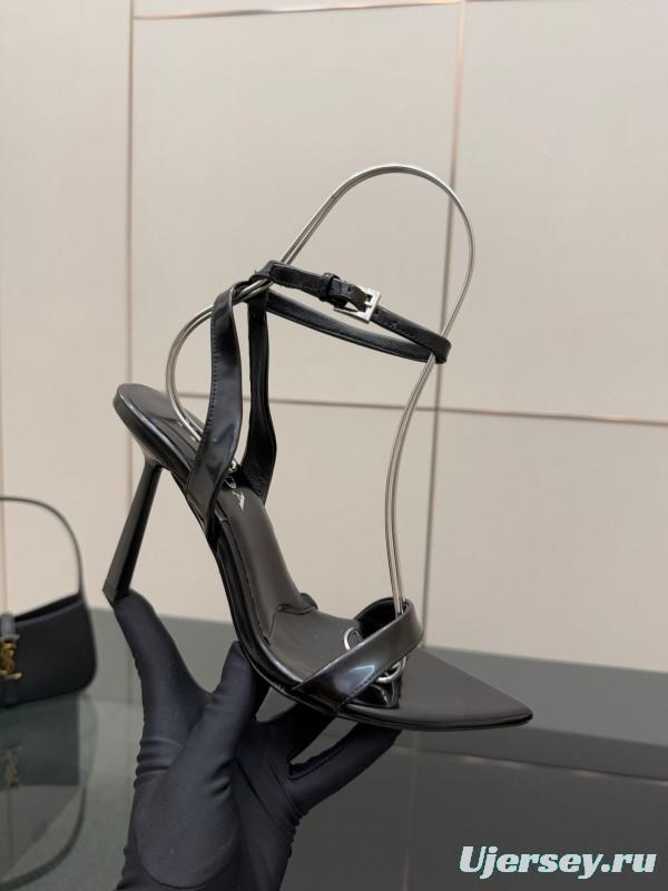 2025 Women Prada Black Leather Heels KFY00290
